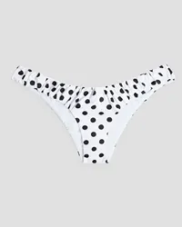 Caroline Constas Dorit gathered polka-dot low-rise bikini briefs - White White