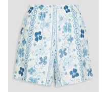 Floral-print gauze shorts - White