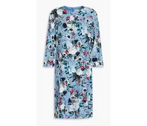Emma floral-print crepe de chine mini dress - Blue