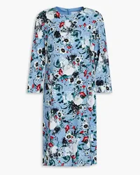 Erdem Emma floral-print crepe de chine mini dress - Blue Blue