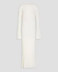 Loulou Studio Ribbed merino wool and cashmere-blend midi dress - White White