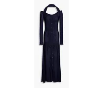 Lagoa cold-shoulder knitted halterneck maxi dress - Blue