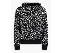 Printed jersey zip-up hoodie - Black
