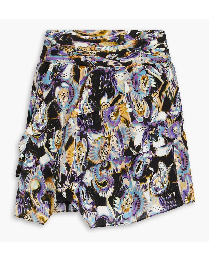 IRO Domien asymmetric printed crepe de chine mini skirt - Black Black