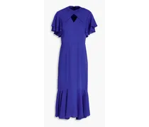 Fluted cutout crepe midi dress - Blue