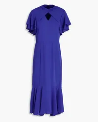 Mikael Aghal Fluted cutout crepe midi dress - Blue Blue