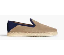 TOD'S Two-tone grosgrain and suede espadrilles - Neutral Neutral