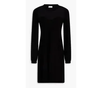Point d'esprit-paneled knitted mini dress - Black