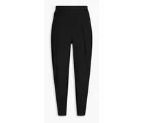 Cropped twill tapered pants - Black
