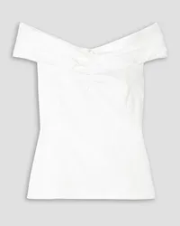 Jason Wu Off-the-shoulder ruched cotton-poplin top - White White