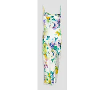 Skyler draped floral-print silk-satin midi dress - Multicolor
