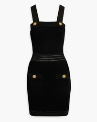 Balmain Button-embellished waffle-knit mini dress - Black Black