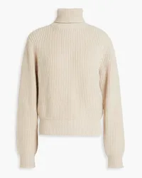 Brunello Cucinelli Ribbed cashmere and silk-blend turtleneck sweater - Neutral Neutral