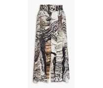 Bark printed jacquard midi skirt - Black