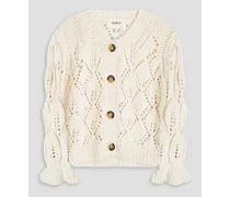 Pointelle-knit cotton cardigan - White