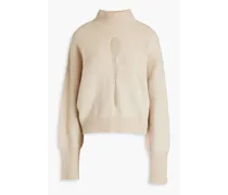 Cutout cashmere and wool-blend turtleneck sweater - Neutral