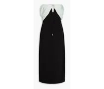 Strapless satin-paneled crepe midi dress - Black