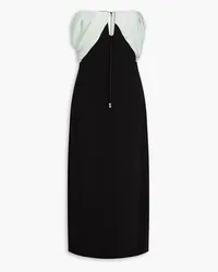 16ARLINGTON Strapless satin-paneled crepe midi dress - Black Black