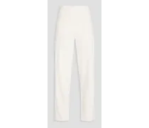 Linen-blend twill straight-leg pants - White