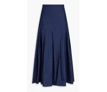 Pleated denim midi skirt - Blue