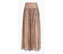 Metallic paisley-print silk-blend chiffon maxi skirt - Neutral