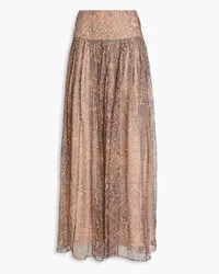 Zimmermann Metallic paisley-print silk-blend chiffon maxi skirt - Neutral Neutral