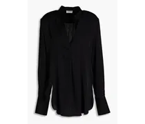 Mabillon gathered silk-blend crepe de chine blouse - Black