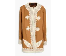 Landon embroidered wool-blend felt jacket - Brown