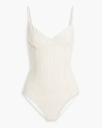 Onia Chelsea striped seersucker swimsuit - Neutral Neutral