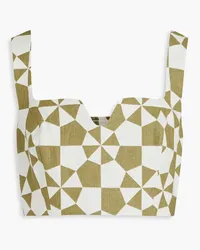 Mara Hoffman Jini cropped printed hemp top - Green Green