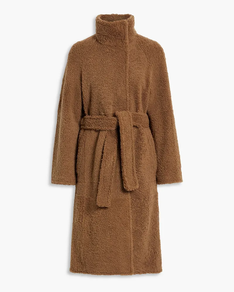 Yves Salomon Belted shearling coat - Brown Brown