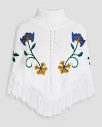 RED Valentino Fringed embroidered cotton cape - White White