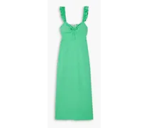 Cecile ruffled woven midi dress - Green