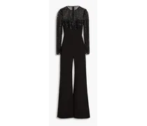 Jac sequin-embellished tulle-paneled crepe jumpsuit - Black