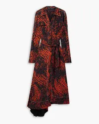 Proenza Schouler Cutout printed crepe de chine wrap dress - Red Red