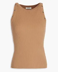 Sandro Embellished ribbed-knit top - Brown Brown