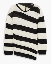 Petar Petrov Asymmetric striped linen, cashmere and silk-blend sweater - Black Black