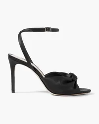 Porte & Paire Knotted satin sandals - Black Black