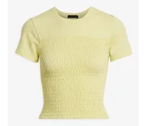 Shirred cotton-jersey top - Yellow
