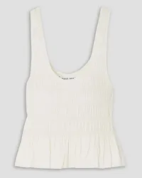 APIECE APART Cropped ruffled smocked cotton tank - White White