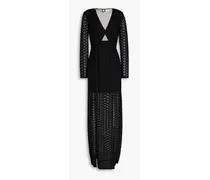 Norah embroidered mesh gown - Black