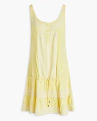 Melissa Odabash Jaz embroidered voile mini dress - Yellow Yellow