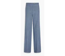 Laura wool, cotton and linen-blend jacquard wide-leg pants - Blue
