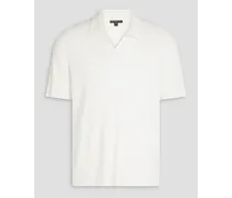 Ribbed linen-blend polo shirt - White