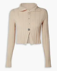 Jacquemus Bando cropped button-embellished ribbed-knit cardigan - Neutral Neutral