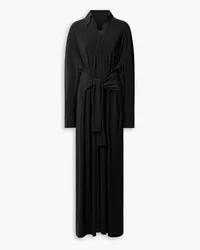 Norma Kamali Tie-front stretch-jersey maxi dress - Black Black