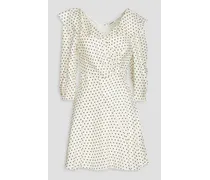 Ruffled polka dot twill mini dress - White