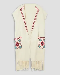 Fortela Darice fringed embellished embroidered cotton cardigan - White White