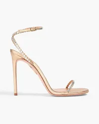 Aquazzura Crystal-embellished metallic leather sandals - Metallic Metallic