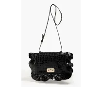 Rock Ruffles croc-effect leather shoulder bag - Black